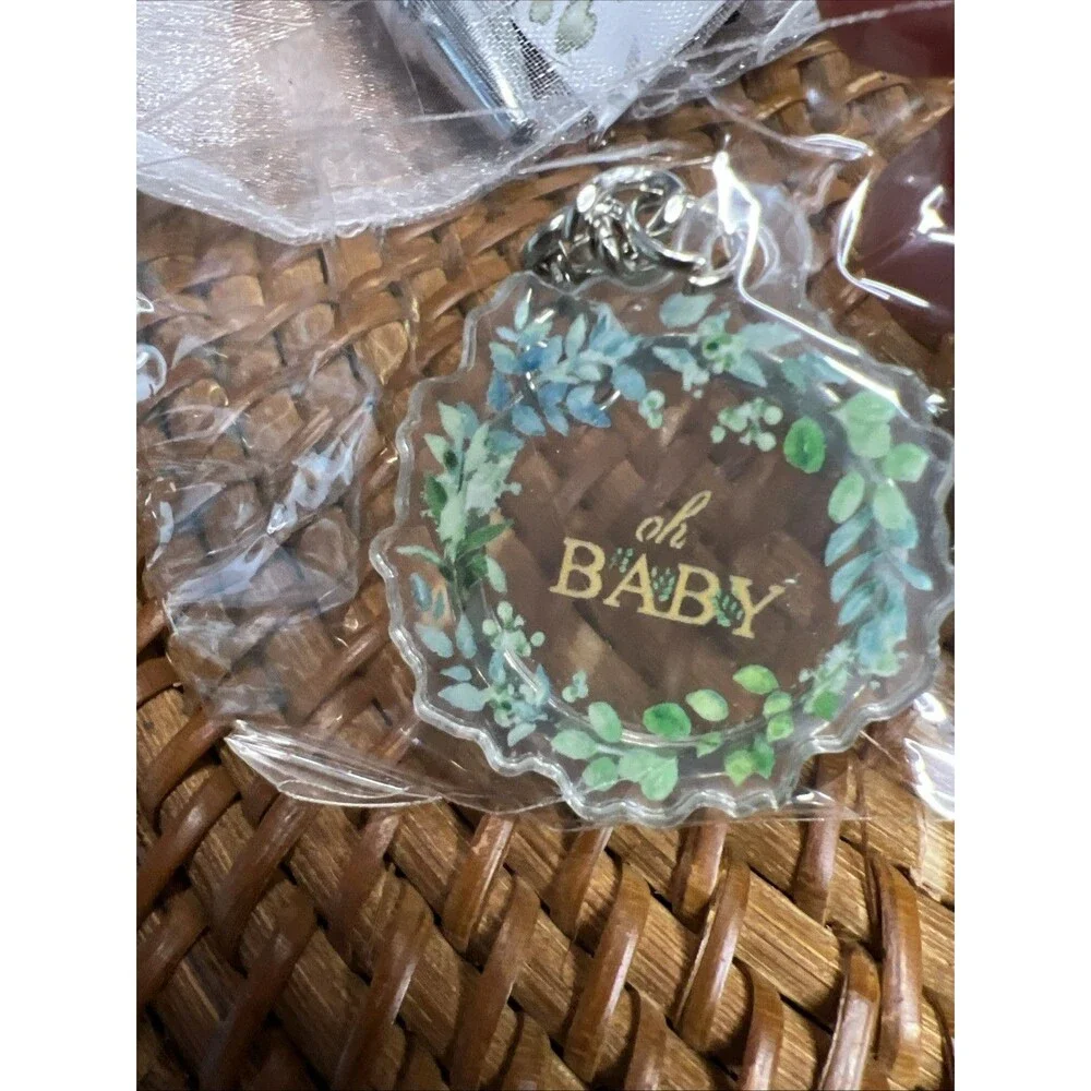 7 BABY SHOWER FAVORS TAG W/ Pen And Key Chain “oh Baby”  In Gift Bags